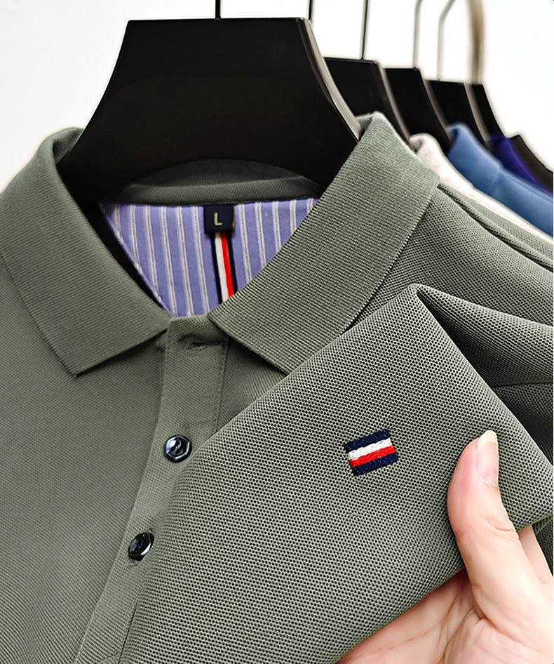 Men's Fleece-Lined Turn-Down Collar Long-Sleeve Polo Shirt - Autumn/Winter Casual Embroidered Warm Top