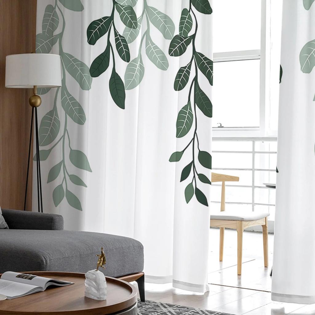 Rustic Leaves Plants Tulle Curtains For Living Room Sheer Curtain For Bedroom Kitchen Blinds Voile Curtains