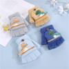 Children's Flip-top Gloves Cute Cartoon Dinosaur Boy Baby Kindergarten Winter Warm Half-finger Wool