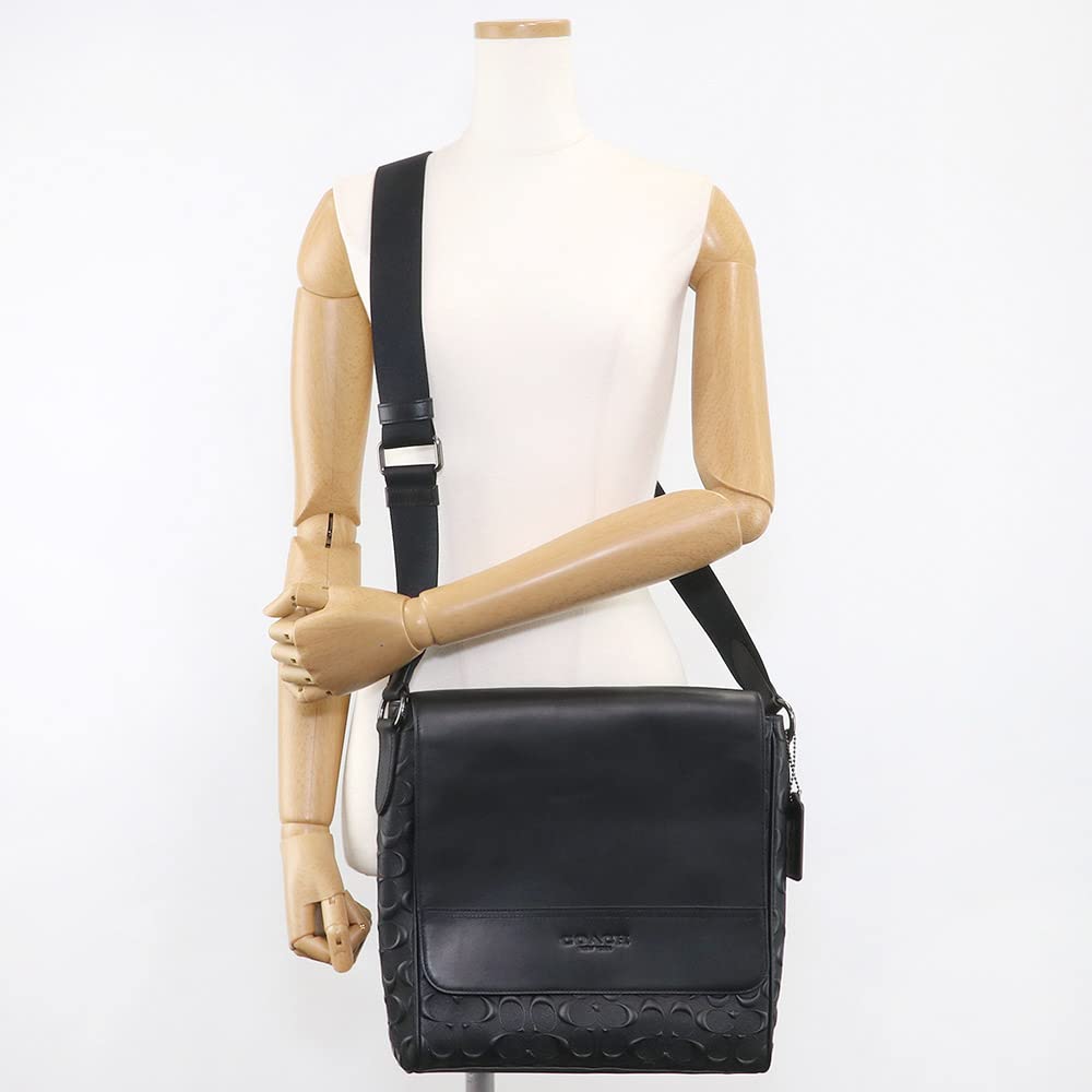 Сумка через плечо 4006 Signature [Coach] Мужская (QB/BK Черный) [Элемент]