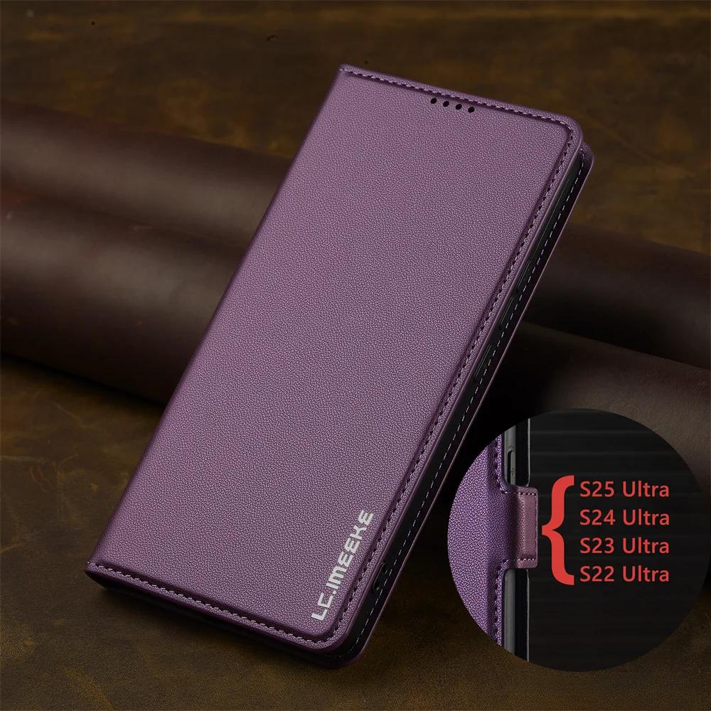 Флип кожаный чехол для Samsung Galaxy A15 A35 A55 A14 A34 A54 A56 A16 A36 S25 S24 S23 Ultra S22 S21 Plus S20 FE чехол для телефона с картой