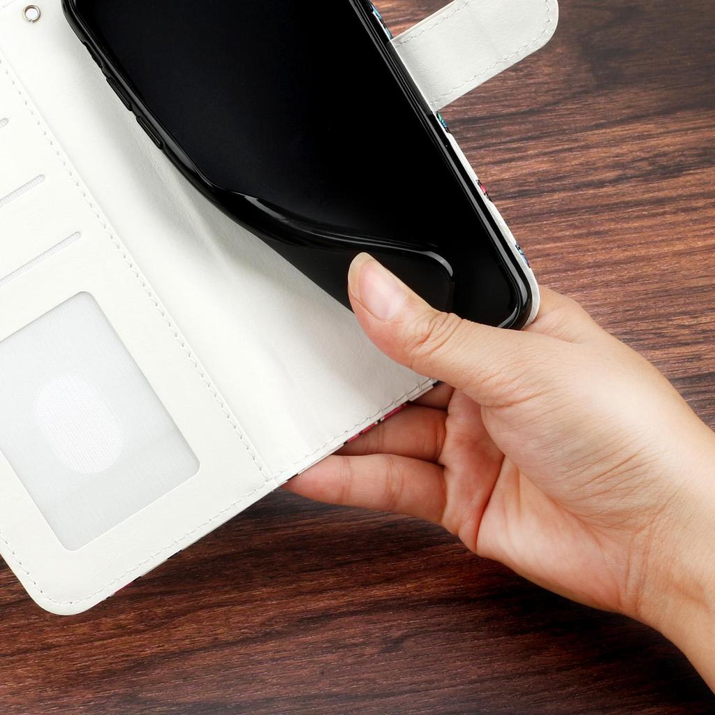 Цветная живопись цветок кошка медведь волк узор кожаный чехол-кошелек для телефона подставка для книги для iPhone Samsung Xiaomi Oppo Huawei слот для магнитной карты откидная крышка