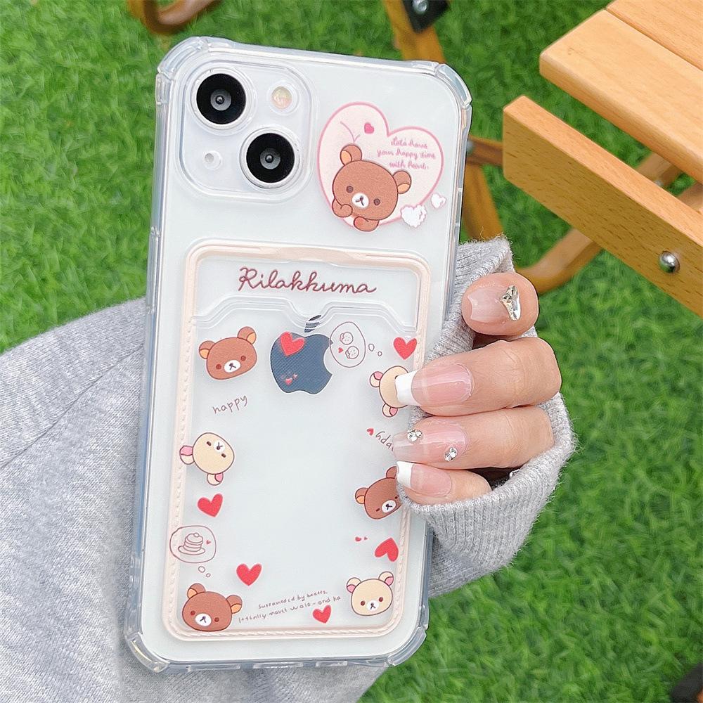 Чехол Brown Bear Love Series для iPhone 12/14 Pro, 11, XR, XS — прозрачный, женский, для пользователей Apple от 15 лет.