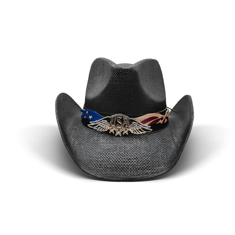 Three-dimensional Embroidery Handmade Straw Hat Western Cowboy Hat Men Cap Outdoor Women Hat Light Luxury