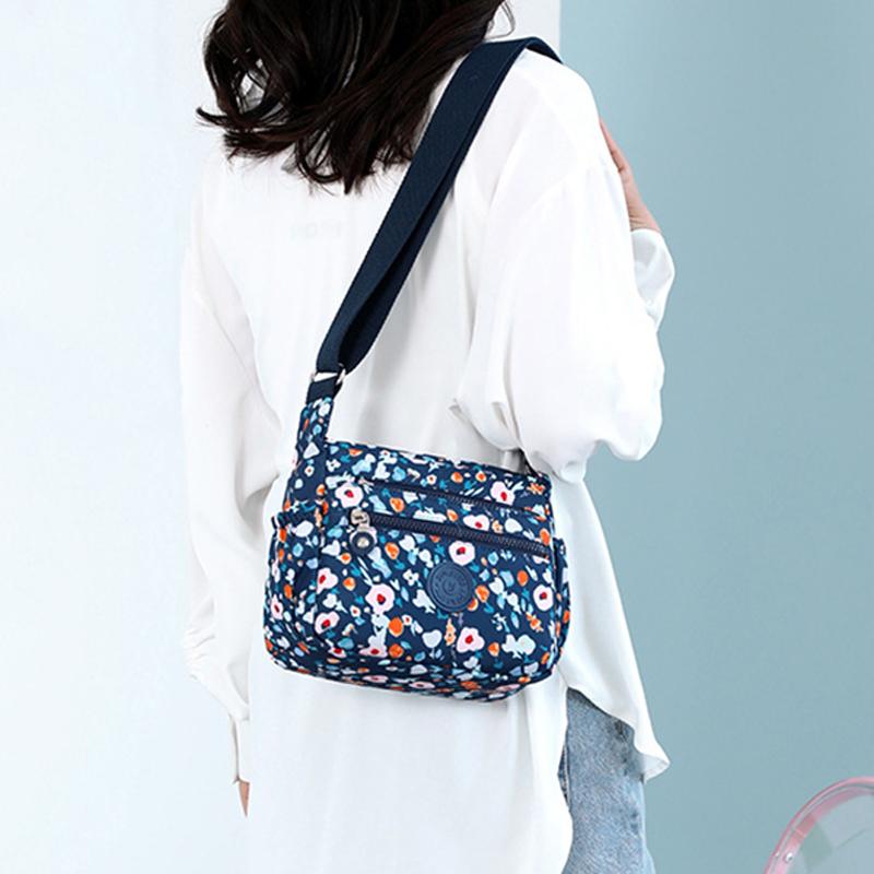 2025 Новая Мода Нейлоновая Принтованная Сумка-Мессенджер Большая Вместимость Многослойная Цветочная Сумка на Плечо Повседневная Универсальная Женская Сумка Кроссбоди