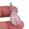 Natural Rose Quartz Gemstone Handmade 925 Solid Silver Gift Pendant 1.50" P9B31