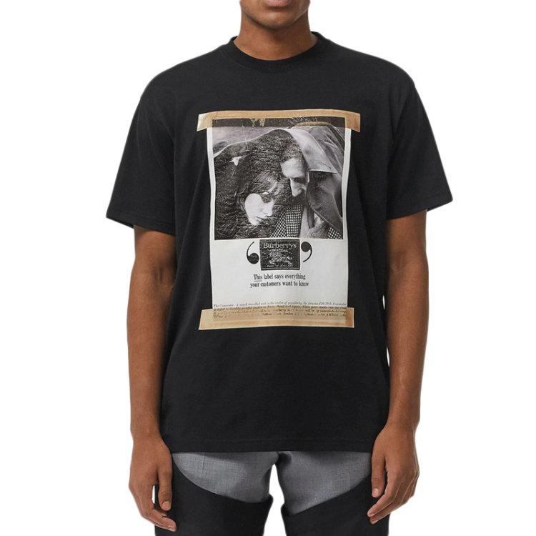 Burberry T-Shirts Men's Black Crew Neck Moderate Straight Fit 80099741