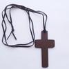 Ancient Men Women Sweater Chains Brown Cord Gift Wooden Religious Jewelry Necklace Cross Pendant