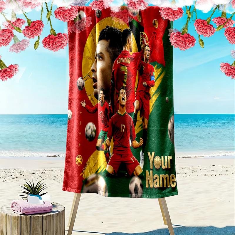 Custom Name CR7 Print Beach Towel, Large Soft Quick Dry Towel for Beach Camping Swimming -HE35
