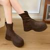 Модные клинья Женские ботильоны Обувь на платформе Зимняя теплая Нескользящая обувь Платье Элегантные Ретро Женские туфли 2025 Новый тренд Женские