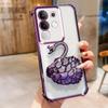 KEYSION Противоударный чехол с гальваническим покрытием для VIVO Y29 4G Прозрачный Мягкий ТПУ Блестящий Чехол-подставка в виде лебедя с драгоценными камнями Задняя крышка для IQOO Z10X 5G