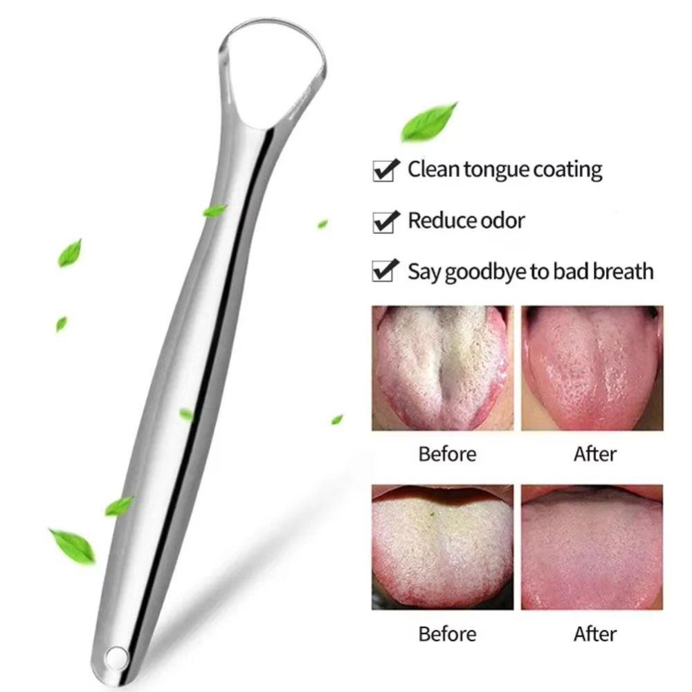 Removing Bad Breath Tongue Scraper Silver Tongue Scraping Brush Oral Cleaner Tools Oral Care