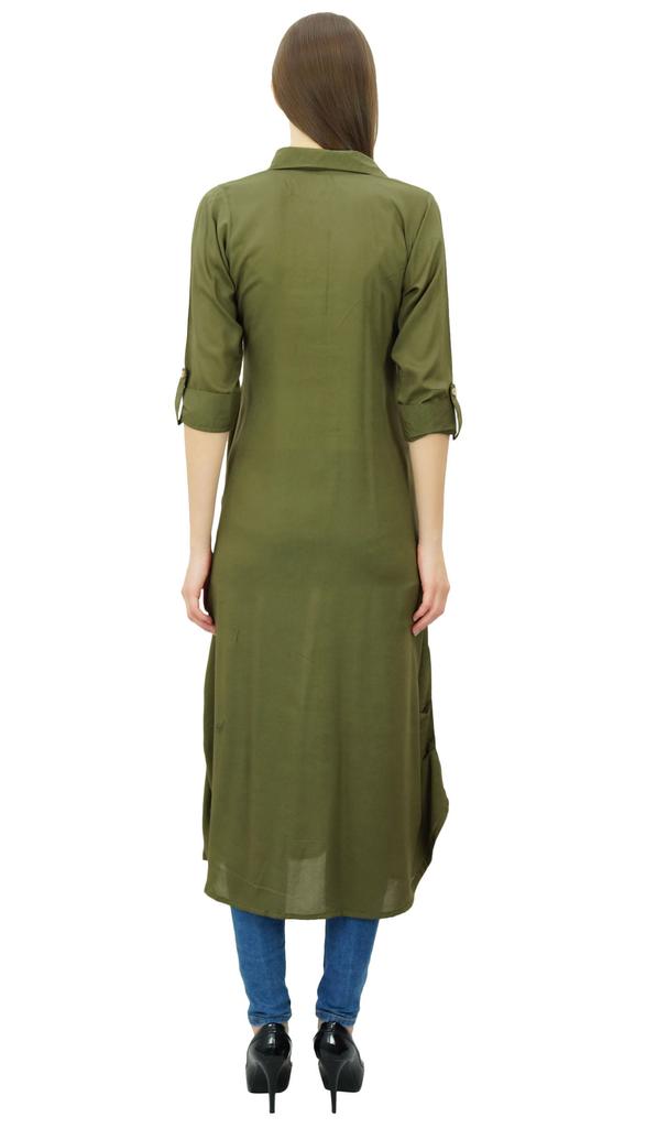 Phagun Индийская хлопковая смесь Курти Курта Повседневная одежда Воротник Туника Для