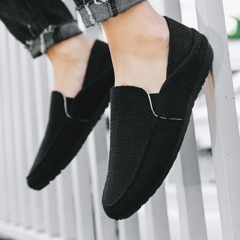 Обувь Мужская обувь на плоской подошве из хлопчатобумажной ткани Мокасины Повседневная дышащая летняя обувь Модная обувь без застежек 39–49 Большой размер Для ходьбы На открытом воздухе В помещении