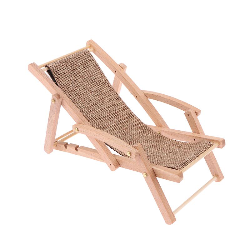 1:12 Dollhouse Miniature Beach Chair Deck Chair Model Living Scene Decor Toy Doll House Accessories