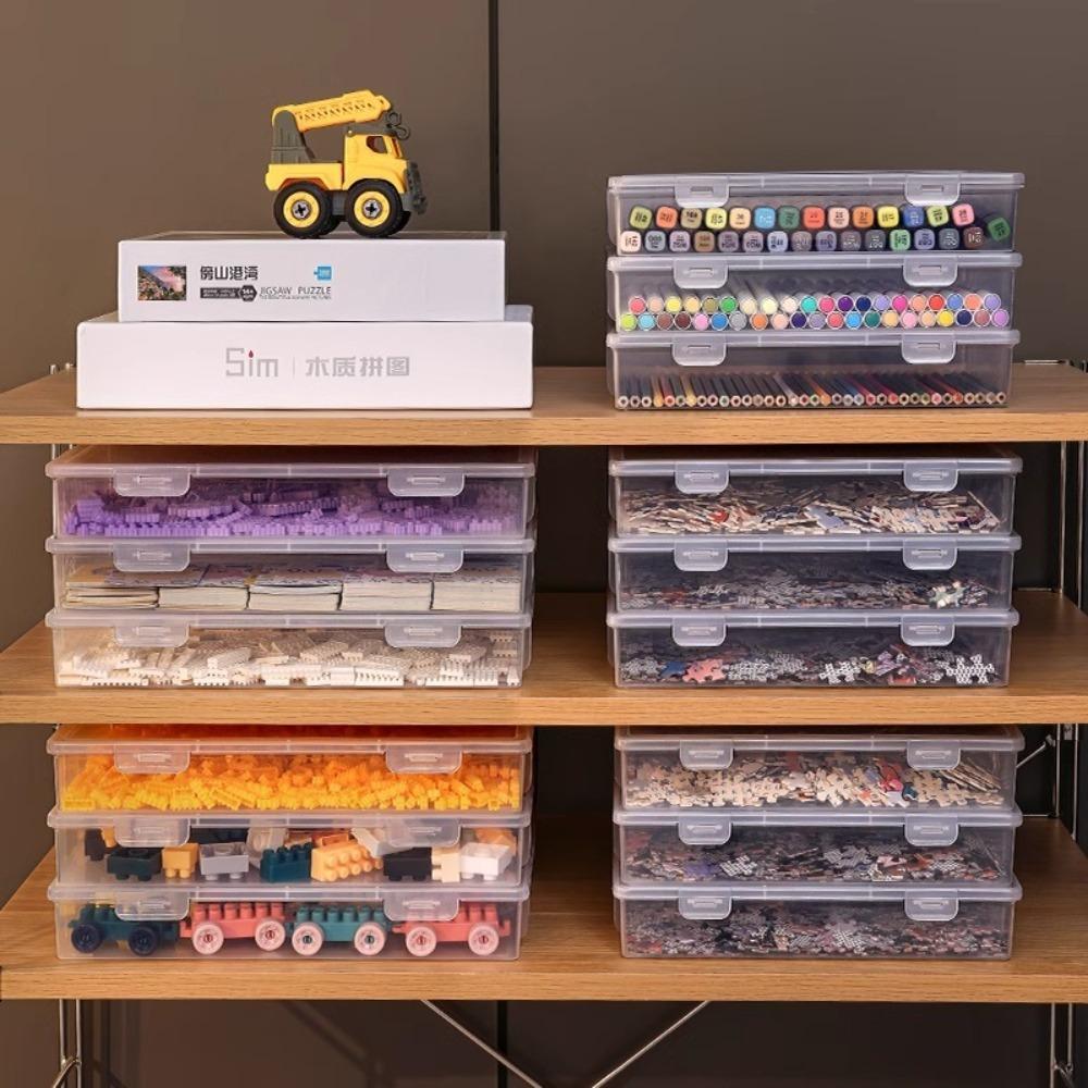 Stackable Puzzle Storage Box Large Capacity Desk Storage Box Home Supplies