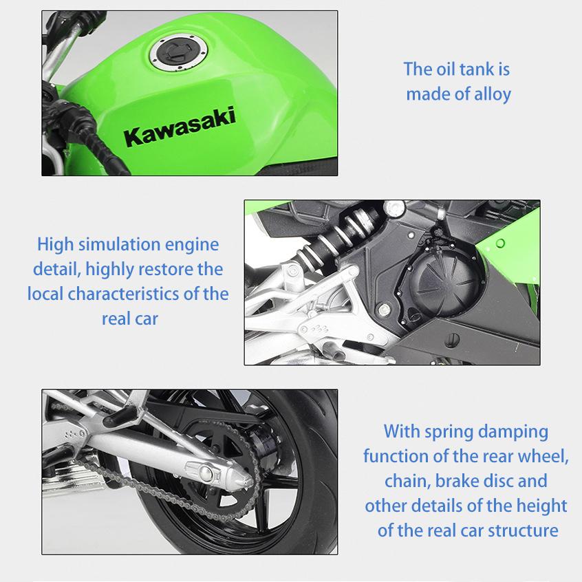 Welly 1:10 Scale Kawasaki Ninja 650R Alloy Motorcycle Model Diecasts Metal Toy Vehicles Motorcycle Model High Simulation Collection Childrens Gifts