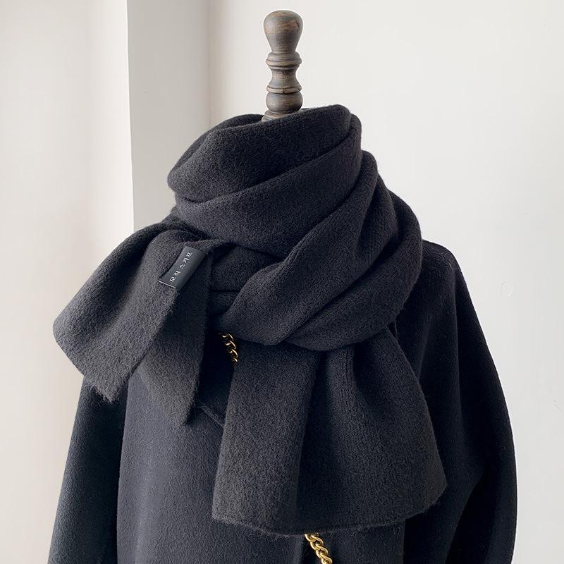 Корейская версия Шарф из смесовой шерсти Женский Мужской Осень Зима Мягкий Теплый Однотонный Шарф-муфта Высококачественный Толстый Теплый Шарф Мужской Женский