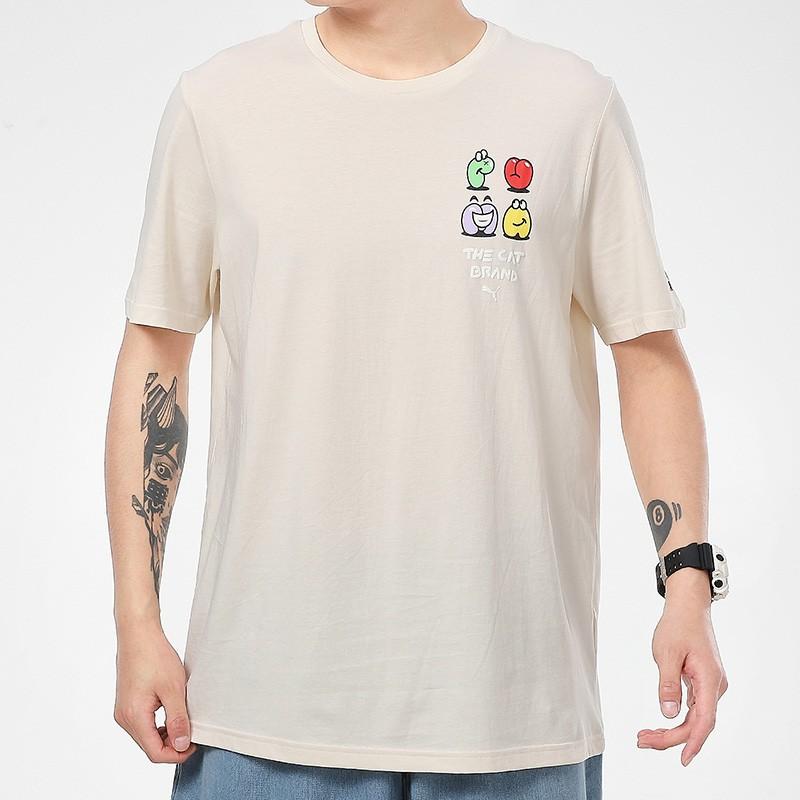 Puma Спортивная футболка с коротким рукавом и забавным принтом, мужские топы, бежевый 532612-75