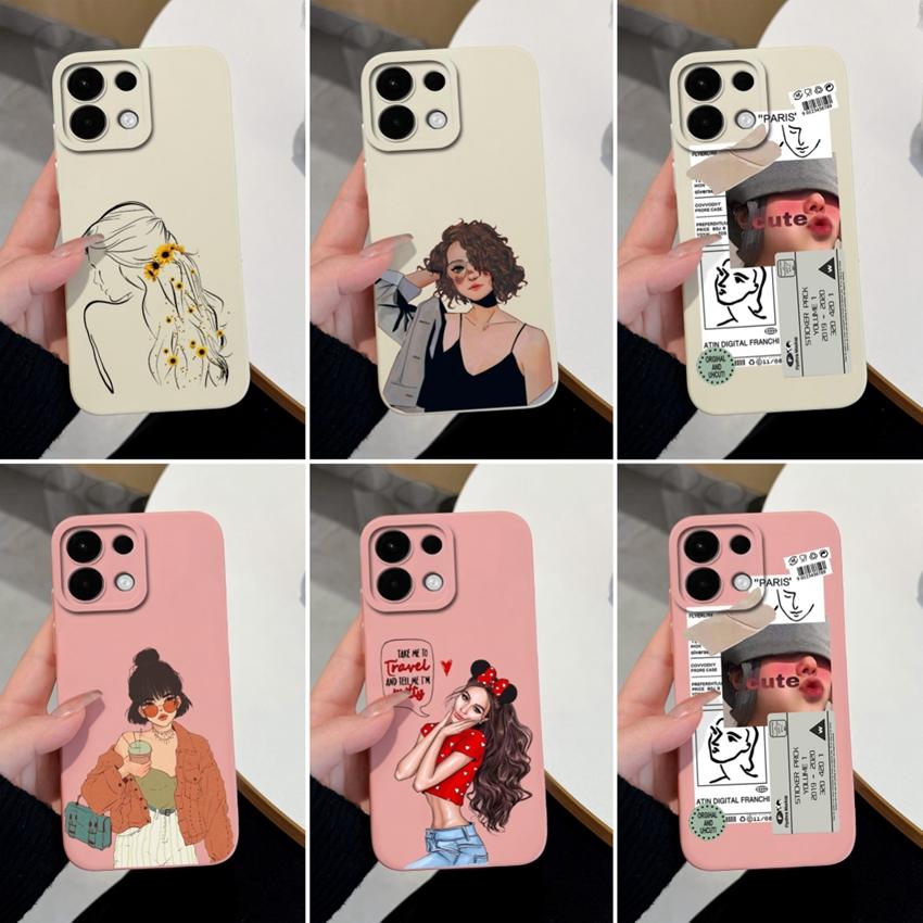 Для Oppo Realme 5 6 7 8 9 10 Pro Plus K12 A5 A5X чехлы для телефонов Sweet Girl Patterns Liquid Silicone Advanced Anti Slip Protective Shell для корпуса Oppo
