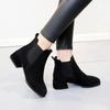 Women  Ankle Boots Autumn Winter  Boots Slip-On Round Toe 3.5Cm Square Heel Solid Casual Black Camel Booties Size 35-43