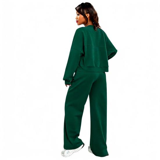 Женский комплект из 2 предметов Осень Длинный рукав Молния Толстовка И Широкие штаны Спортивный костюм Повседневный Комплекты для отдыха