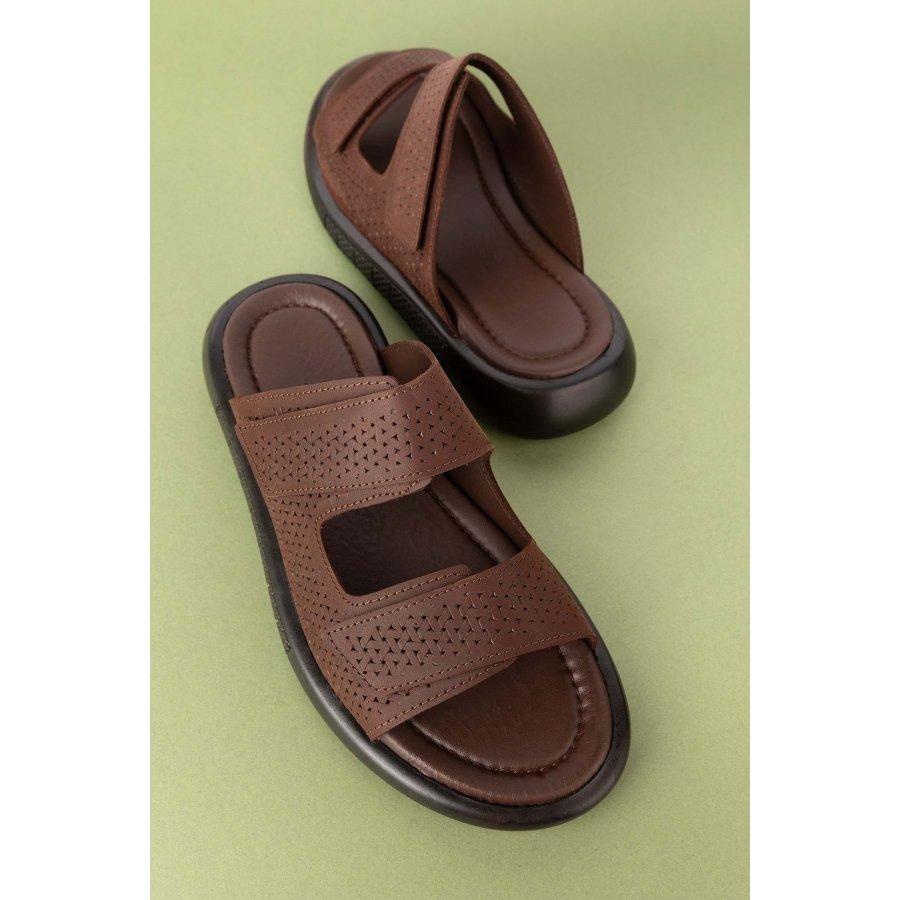 Мужские повседневные летние тапочки из натуральной кожи