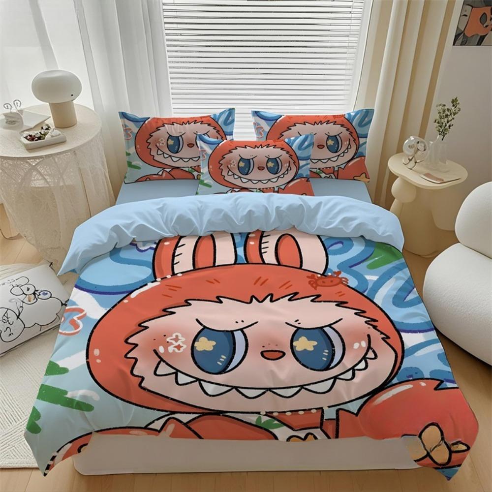 Милый комплект постельного белья Bubu из 2/3 предметов для спальни, детский подарок, подростковый, взрослый, микрофибра, двуспальный пододеяльник на молнии, декор для комнаты
