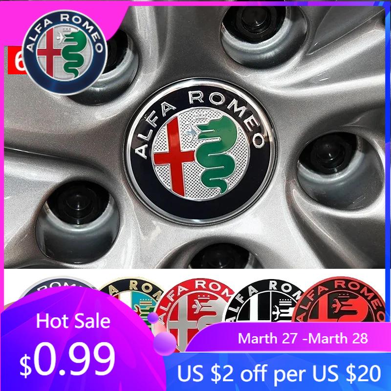 For Alfa Romeo 60mm/65mm Car Wheel Rim Tire Hubcap Sticker Decals for Alfa Romeo Giulia Giulietta 159 156 MITO Stelvio 147 Sport