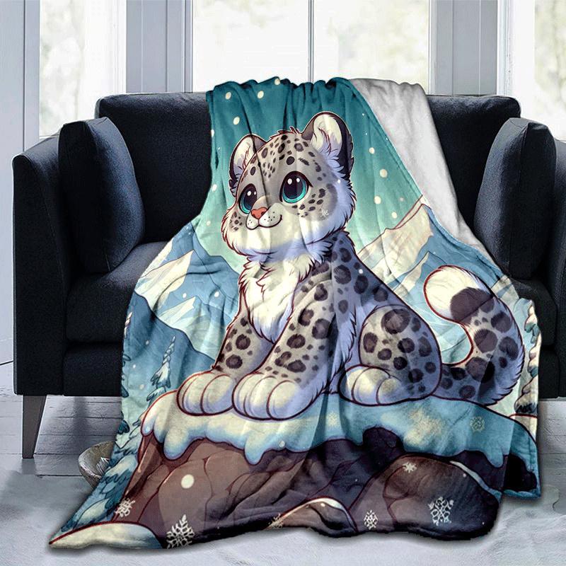1pc Cute Animals Printing Lightweight Flannel Blanket, Comfortable and Warm Blanket, for Camping Sofa Bed and Couch Office, Gift