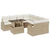 Ensemble de canapés de jardin 9 pièces avec coussins beige poly rotin, Canapé de jardin 2 places avec rangement et coussins 3357354