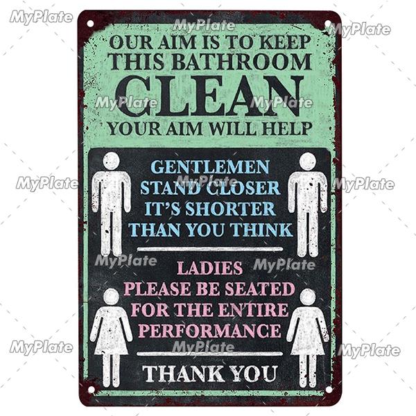 [MyPlate] Bathroom Rules Vintage Metal Sign Plaque Toilets Tin Sign Wall Decor For Pub Club Man Cave Bar Decoration Tin Plates