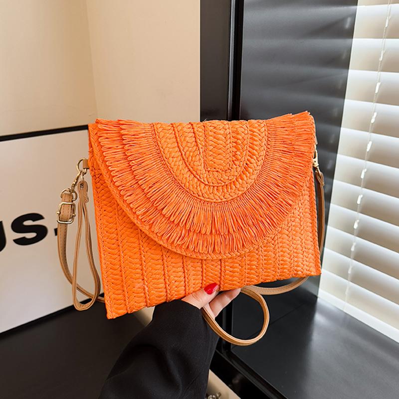 Клатч из рафии, женская модная соломенная сумка для ужина с кисточками, женская летняя повседневная сумка для отдыха, женская большая сумка через плечо