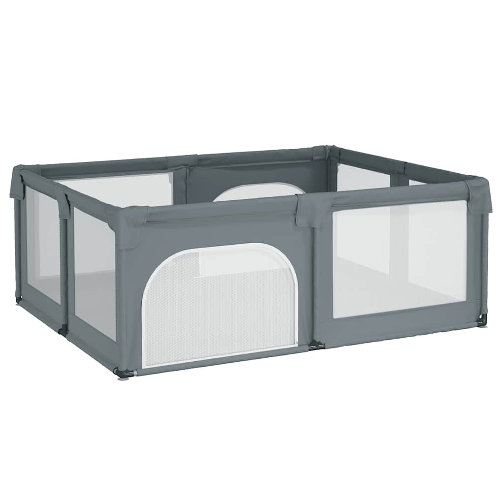 Playpen with 2 Doors Light Grey Oxford Fabric