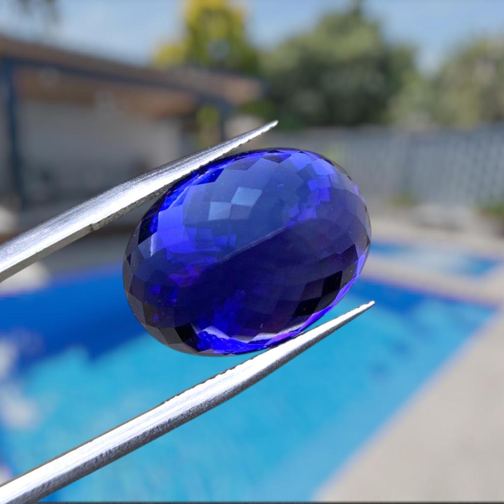 Huge Size Deep Blue Top Color Eye Clean Tanzanite Gemstone, Loose Oval Cut Gemstone.