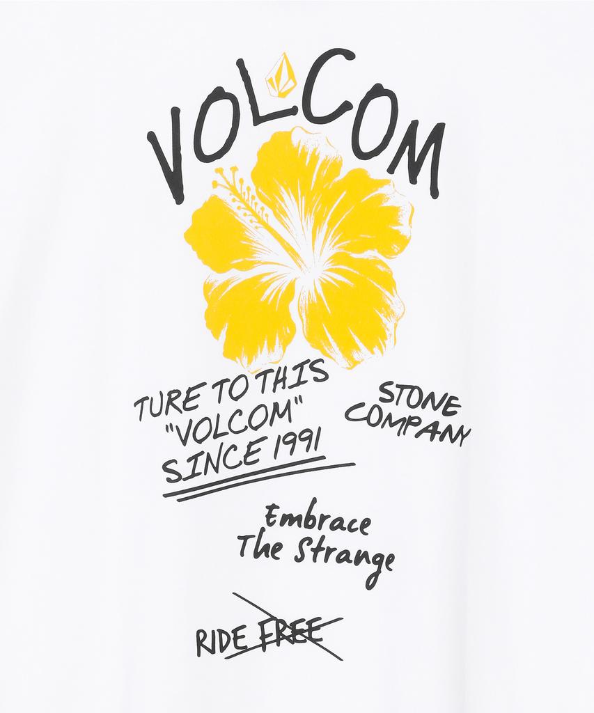 VOLCOM Футболка оверсайз с коротким рукавом и принтом гибискуса (белый)