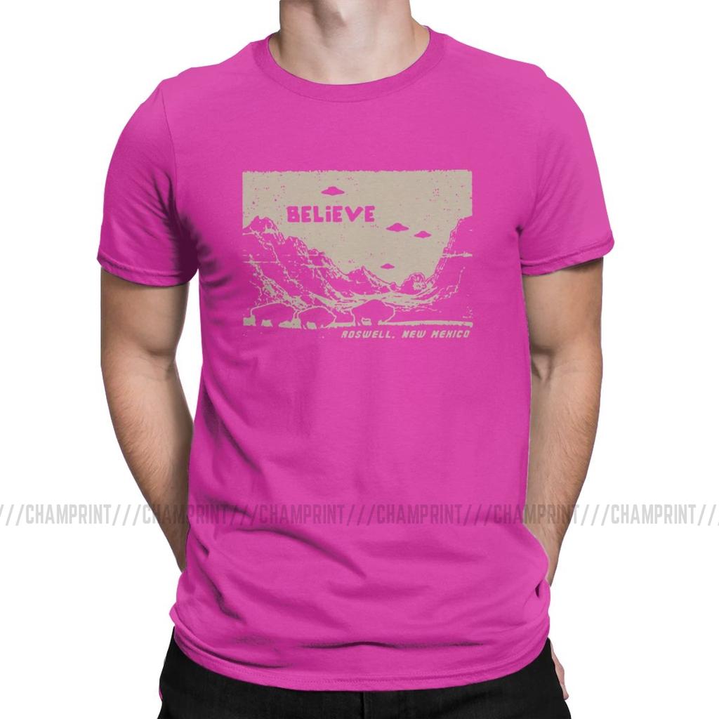 Ufo Flying Saucer T Shirts For Men Pure Cotton Funny T Shirt Round Collar I Want