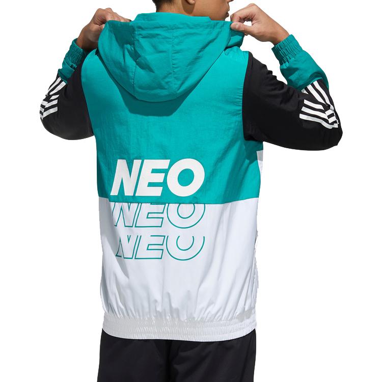 Adidas Neo Jackets Men's White Green Multicolor Hooded Moderate Workwear GE5499