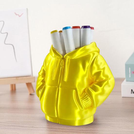 Hooded Down Jacket Pen Holder 3D Printed Down Coat Stationery Pencil Organizer Container Home Office Desktop Decoration Ornament