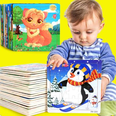 20 шт. деревянные головоломки, игрушки, мультяшные животные, интеллект, образовательный подарок для детей