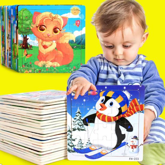 20 шт. деревянные головоломки, игрушки, мультяшные животные, интеллект, образовательный подарок для детей