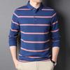 Весенняя новинка с длинными рукавами для мужчин молодого и среднего возраста, полосатая рубашка поло с тонкими лацканами, футболка с длинными рукавами