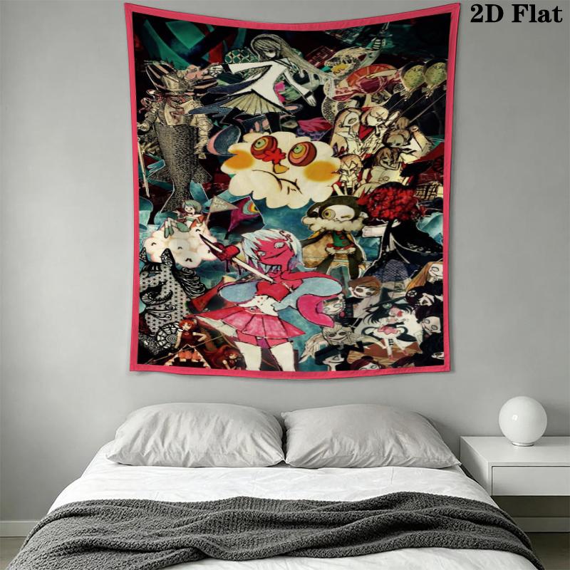 Puella Magi Madoka Magica Wall Tapestry Aesthetic Wall Hanging Printed Fabric Blanket Decorative Tapestries for Bedroom Living Room Home Decor