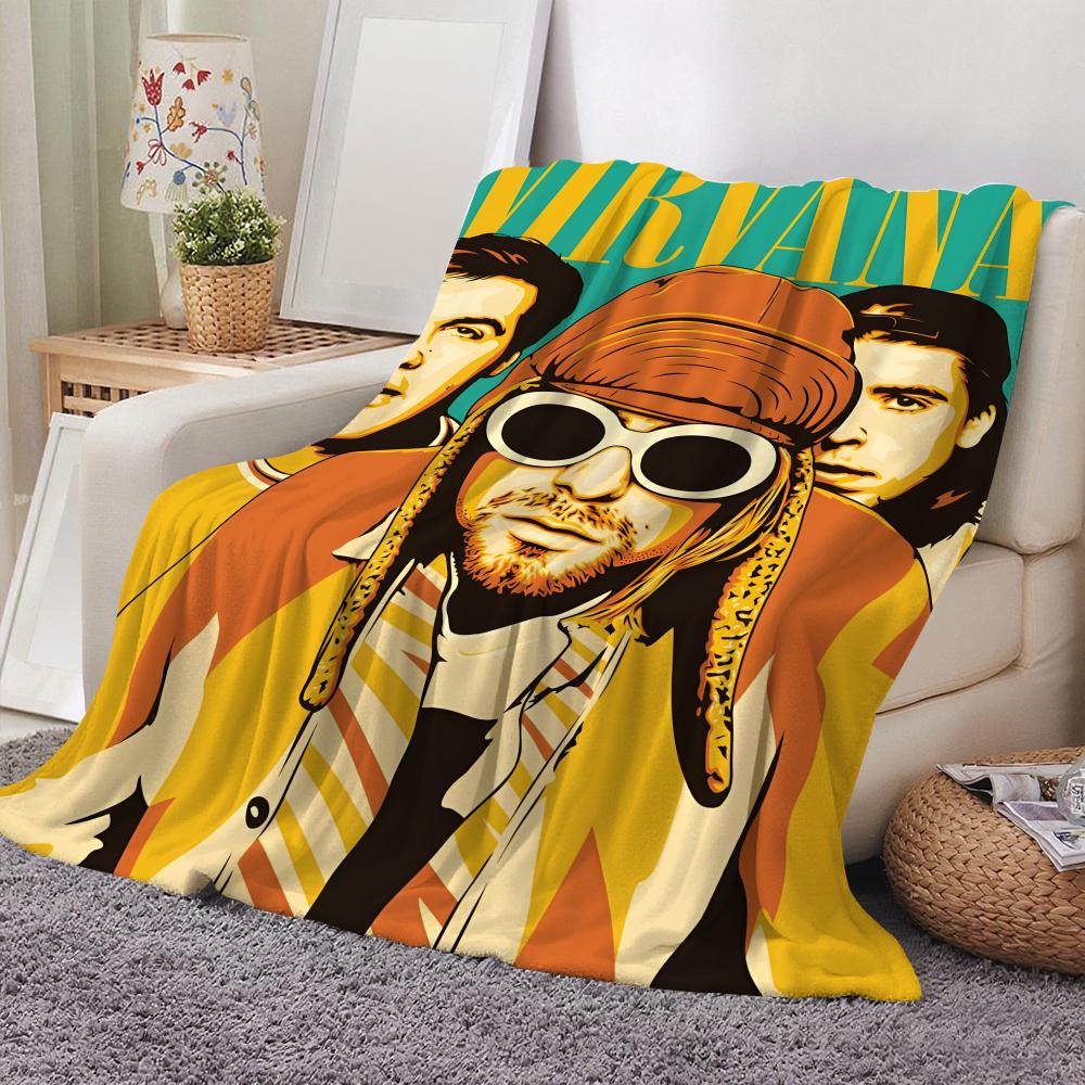 Band n-Nirvanas Throw Flannel Throw Blanket: Soft Kid-Friendly Warm Anti-Static All Season Washable Couch Bed Home