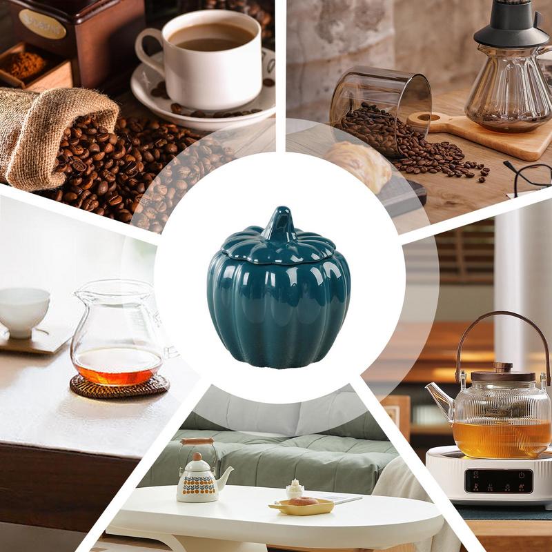 Банка для конфет из тыквы, герметичная керамическая банка 300 мл, кухонная банка для хранения, керамическая банка для чая, кофе, специй, орехов, конфет