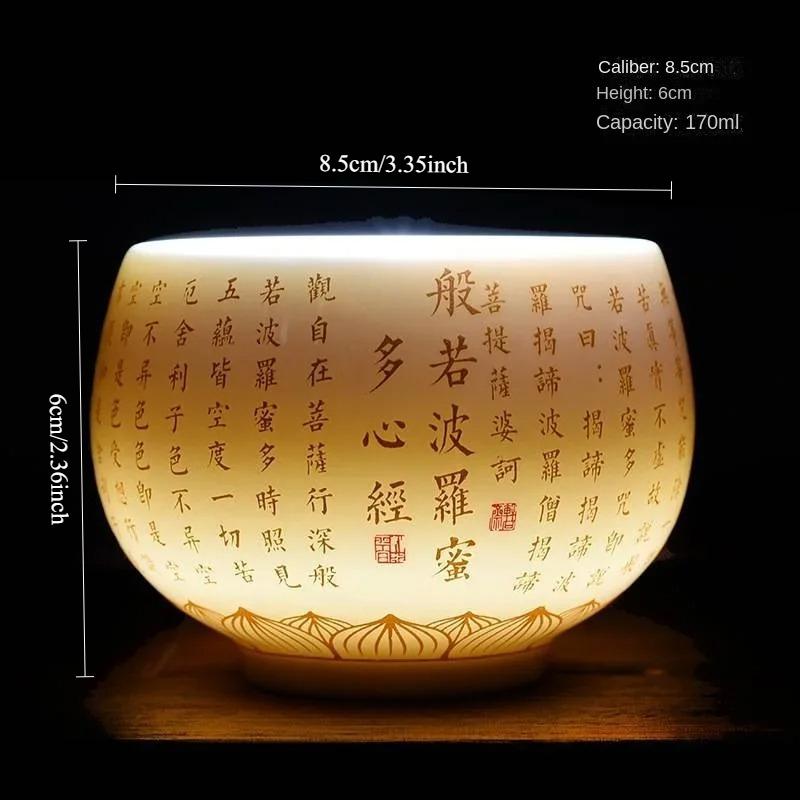 1 шт. Blanc De Chine Heart Sutra Baifu Master Cup White Jade фарфоровый чайный сервиз Kung Fu, большая персональная специальная чайная чашка