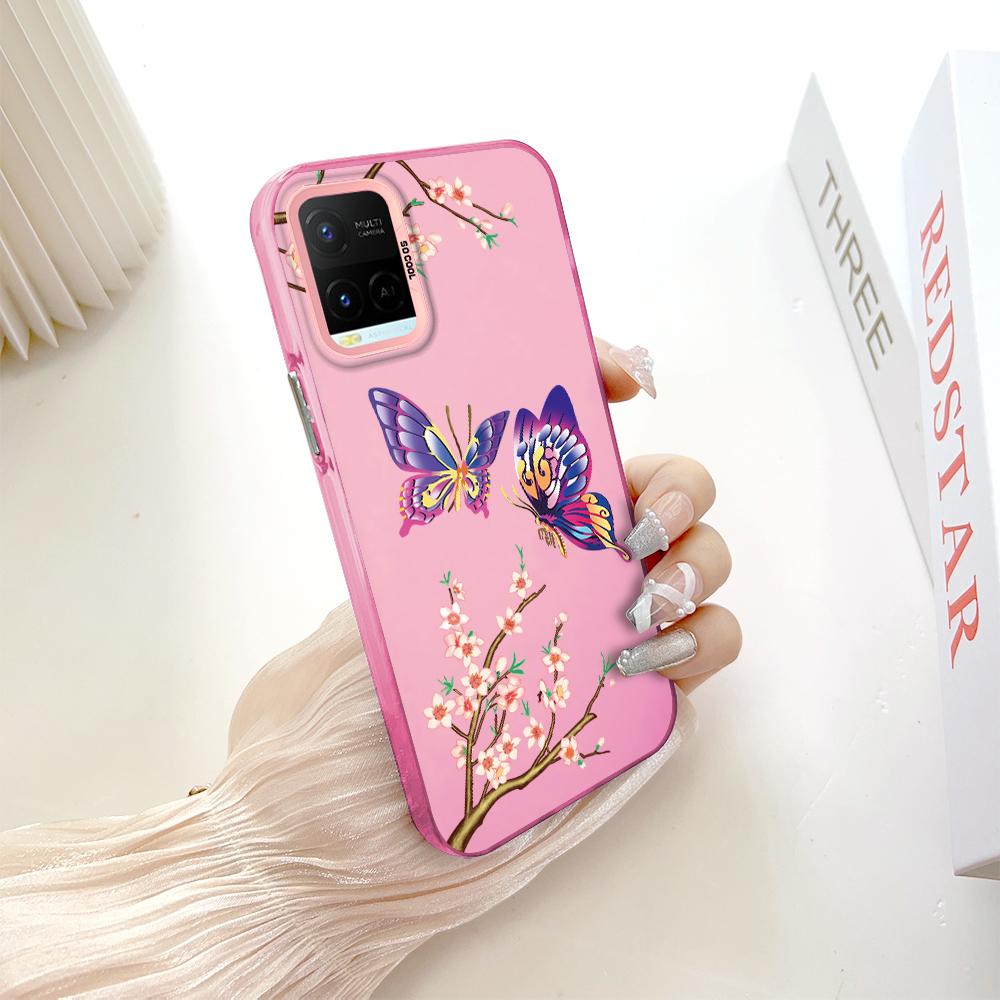 Окрашенный узор, красочный серебристый, двухсторонний, жесткий, противоударный чехол для телефона Vivo