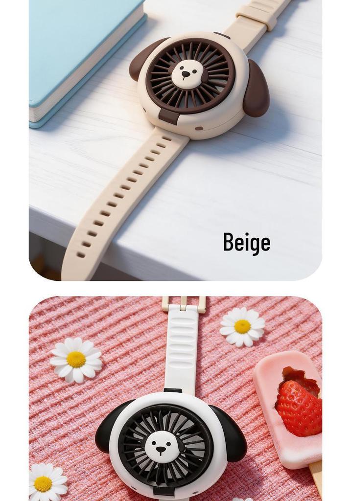 Cartoon Puppy USB Rechargeable Mini Fan: Silent, Portable, Ideal Gift for Kids and Students