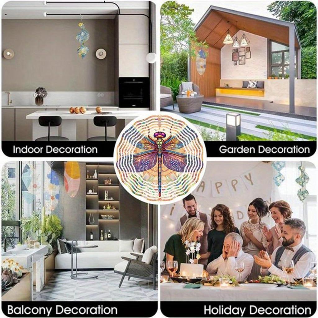 Красочный 3D металлический колокольчик ветра «Стрекоза» – Ручная работа, подвесной декор для сада, патио или дома | Художественный подарок на свадьбу, день рождения