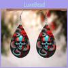 Themed Flower Halloween Skull Patterns Water Droplet Shaped Women Earrings